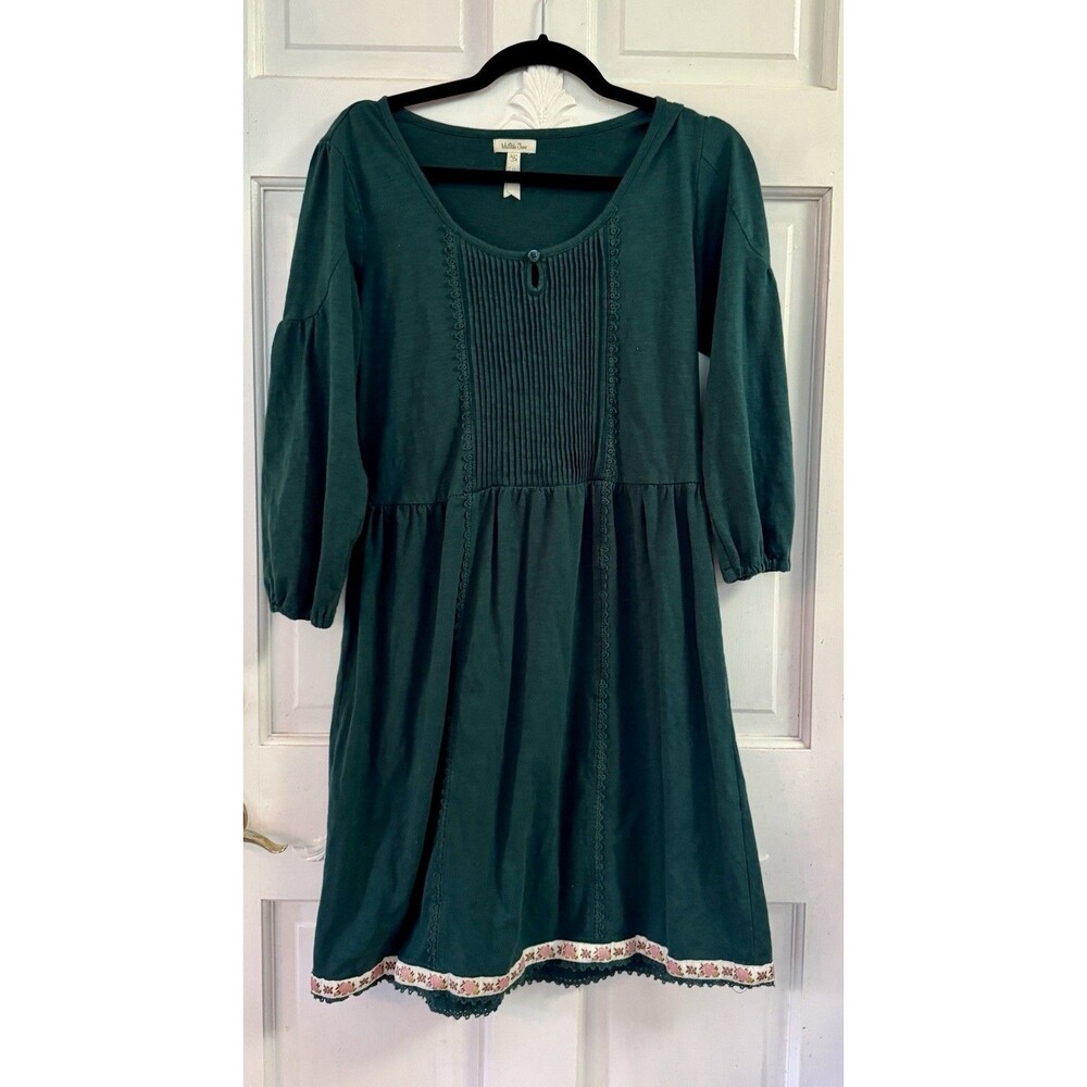 Matilda Jane Teal/Green Dress Medium – Cottagecore Pintuck Prairie Floral Hem